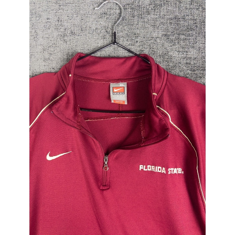 VTG Nike Florida State Seminoles Pullover 1/4 Zip Mens‎ XL Red Logo